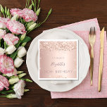 Birthday party rose gold glitter confetti napkin<br><div class="desc">For a girly and glamorous 50th (or any age) birthday party.  A faux rose gold background with faux glitter,  confetti. Personalize and add a date,  name and age 50. The text: The name is written in dark rose gold with a modern hand lettered style script.</div>