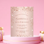 Birthday party rose gold invitation postcard<br><div class="desc">A modern, stylish and glamourous invitation for a woman's 50th (or any age) birthday party. A rose gold background with sparkles. The name is written with a modern dark rose gold coloured hand lettered style script. Personalize and add your party details. Back: rose gold background, postcard design. Tip: If you...</div>