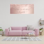 Birthday party rose gold pink glitter drips banner<br><div class="desc">A banner for a girly and glamourous 21st (or any age) birthday party. A rose gold, pink background with rose gold faux glitter drips, paint dripping look. The text: Personalize and add a name written in dark rose gold with a large modern hand lettered style script. Perfect both as a...</div>