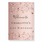 Birthday party rose gold pink stars welcome