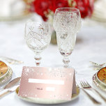 Birthday party rose gold silver glitter pink  place card<br><div class="desc">For a girly, glamourous Sweet 16, 16th (or any age) birthday party. Personalize and add her name, age 16 and a date. Date of birth or the date of the birthday party. A girly rose gold, faux metal foil looking background. Decorated with faux silver glitter dust. Dark rose gold and...</div>