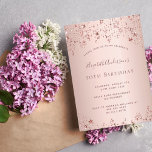 Birthday party rose gold stars glamorous invitation<br><div class="desc">A modern,  stylish and glamorous invitation for a woman's 50th (or any age) birthday party.  A faux rose gold metallic looking background with an elegant faux rose gold twinkling stars. The name is written with a modern dark rose gold colored hand lettered style script.  Templates for your party details.</div>