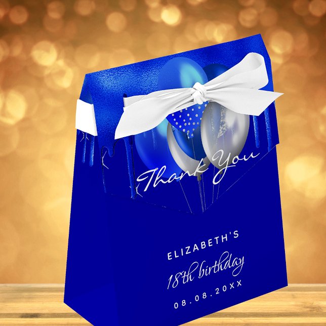 Birthday party royal blue balloons thank you favor box (Creator Uploaded)