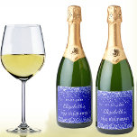 Birthday party royal blue glitter dust name sparkling wine label<br><div class="desc">A wine label for a girly and glamourous 21st (or any age) birthday party.  A royal blue background with faux glitter dust. Personalize and add a date,  name and age 21. The name is written with an elegant hand lettered style script.</div>