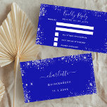 Birthday party royal blue silver glitter RSVP Enclosure Card<br><div class="desc">A navy royal background,  decorated with sparkling faux silver glitter sparkles. 
On the front: Personalize and add the reply by date.
Back: add a name,  event and date of the event.</div>