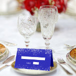 Birthday party royal blue silver glitter sparkles place card<br><div class="desc">For a girly,  glamourous 21st (or any age) birthday party. Personalize and add her name,  age 21 and a date.  A trendy royal blue background. Decorated with faux silver glitter sparkles.</div>