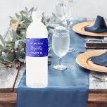 Birthday party royal blue silver sparkles water bottle label<br><div class="desc">A royal blue background. Decorated with faux silver glitter,  sparkles. Personalize and add the date,  age and your name written with a modern hand lettered style script.</div>