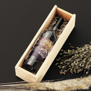 Birthday Party Rustic Wood Mason Jar String Lights Wine Label