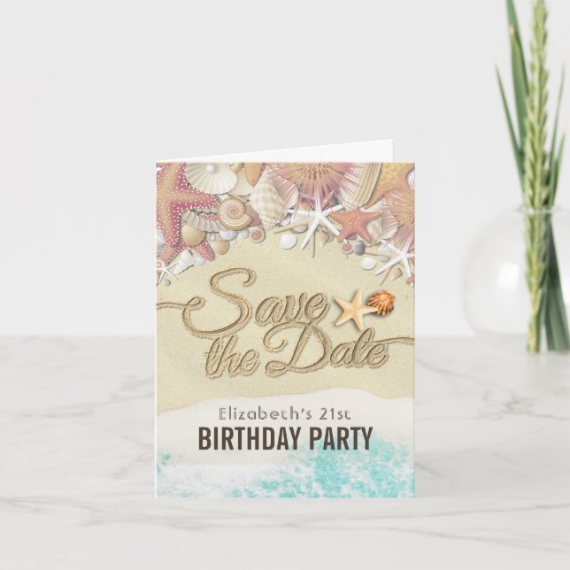 Birthday Party Save The Date Summer Beach Starfish Invitation (Front)