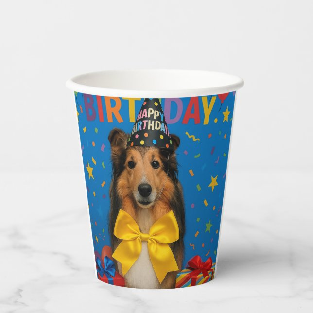 Birthday Party Sheltie Paper Cups (Front)