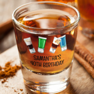 Birthday Party Shot Drink Alcohol Personalized  Glass