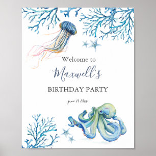 Birthday Party Signs Under The Sea Posters