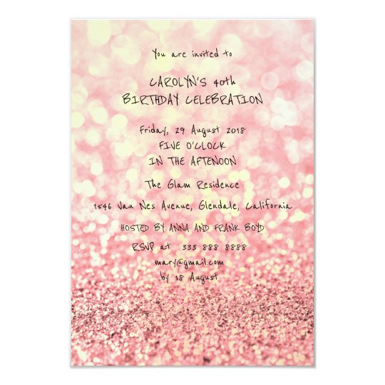 Birthday Party Silver Glitter Gold Peach Coral Card