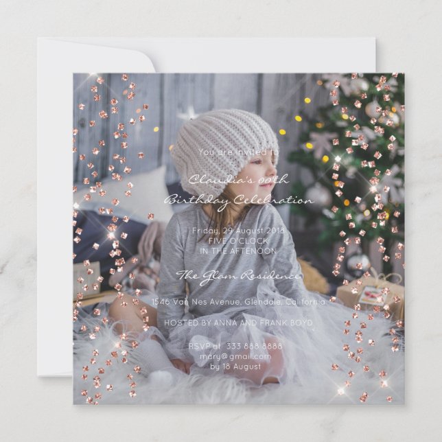 Birthday Party Spark Foto Formal Confetti Spark Invitation (Front)