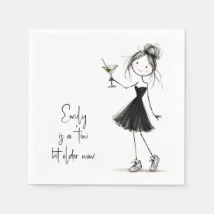 Birthday Party Stick Figure Girl with Martini Napkin