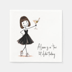Birthday Party Stick Figure Girl with Martini Napkin