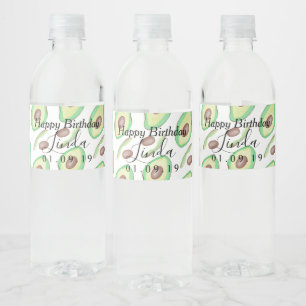 Birthday Party Taco Avocado Water Bottle Label