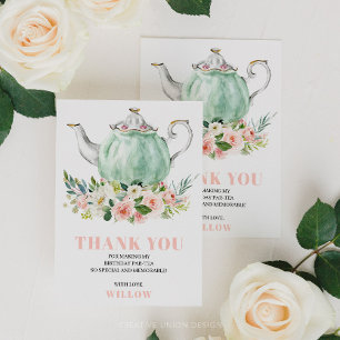 Birthday Party Tea Party Thank You Card