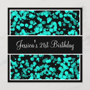 Birthday Party Teal Bubbles Black & White Invitation