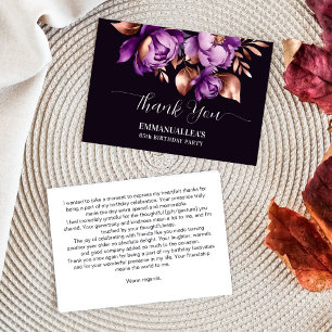 Birthday party thank you purple peonies template