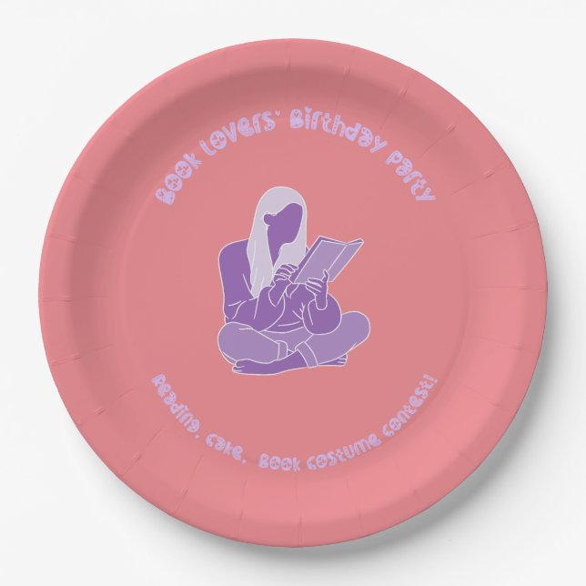 Birthday party theme books paper plate (Front)