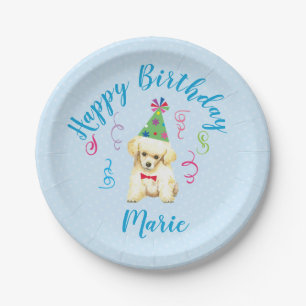 Birthday Party Toy Poodle Paper Plate