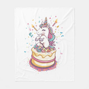 Birthday Party Unicorn (1) Fleece Blanket