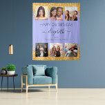 Birthday party violet gold photo best friends tapestry<br><div class="desc">A gift from friends for a woman's 21st (or any age) birthday, celebrating her life with a collage of 6 of your high quality photos of her, her friends, family, interest or pets. Personalize and add her name, age 21 and your names. A modern violet background colour. Her name is...</div>