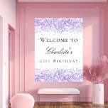 Birthday party violet lavender white name poster<br><div class="desc">A poster for a girly and glamourous 21st (or any age) birthday party.  A stylish white background,  decorated with violet,  lavender coloured confetti. Personalize and add a date,  name and age 21.</div>