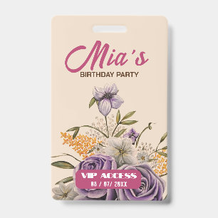 Birthday Party VIP Access Badge