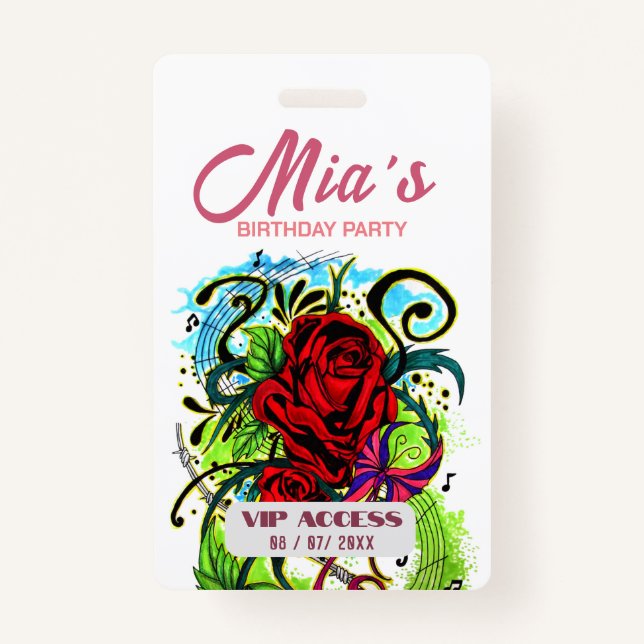 Birthday Party VIP Access Badge (Back)