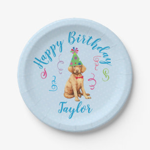 Birthday Party Vizsla Paper Plate