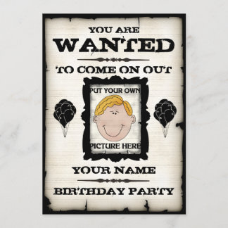 Birthday Party Wanted Invitations
