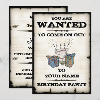Birthday Party Wanted Invitations