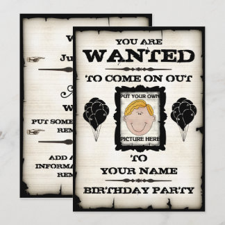 Birthday Party Wanted Invitations