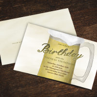 Birthday Party Watercolor Gold Beer QR Code