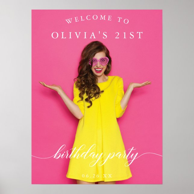 Birthday Party Welcome Sign Poster with Photo (Front)