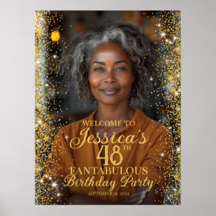 Birthday party welcome sign with photo