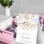 Birthday Party white gold glitter thank you Favor Box<br><div class="desc">Elegant,  classic,  glamourous and girly for a 21st (or any age) birthday party favours.  A chic white background,  decorated with faux gold glitter dust.  Personalize and add a name and age 21. Golden text.</div>