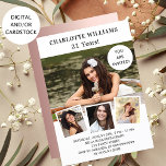 Birthday party white rose gold photo collage invitation<br><div class="desc">Create your own unique photo collage. Use four,  4 of your favourite photos. Personalize and add a name and party details. White background on the front,  rose gold on the back.</div>