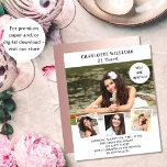 Birthday party white rose photo budget invitation<br><div class="desc">Create your own unique photo collage. Use four,  4 of your favourite photos. Personalize and add a name and party details. White background on the front,  rose gold on the back.</div>