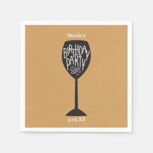 BIRTHDAY PARTY Wine Glass ANY COLOR Napkins