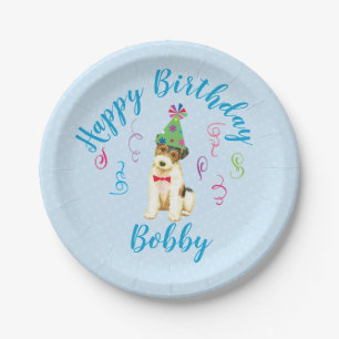 Birthday Party Wire Fox Terrier Paper Plate