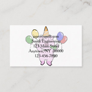 Birthday party with a cute pig choose back colour business card