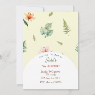 Birthday party with cute dinosaurs invitation