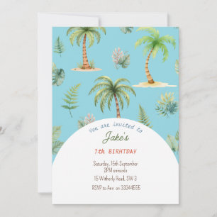 Birthday party with cute dinosaurs invitation