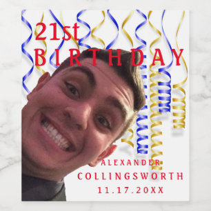 Birthday Party With Photo Sparkling Wine or Label