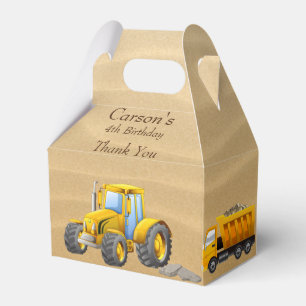 Birthday Party, Yellow Construction Trucks Favor Box