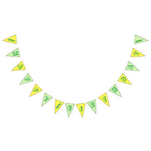 Birthday Party Yellow Green Alligator Crocodile Bunting Flags