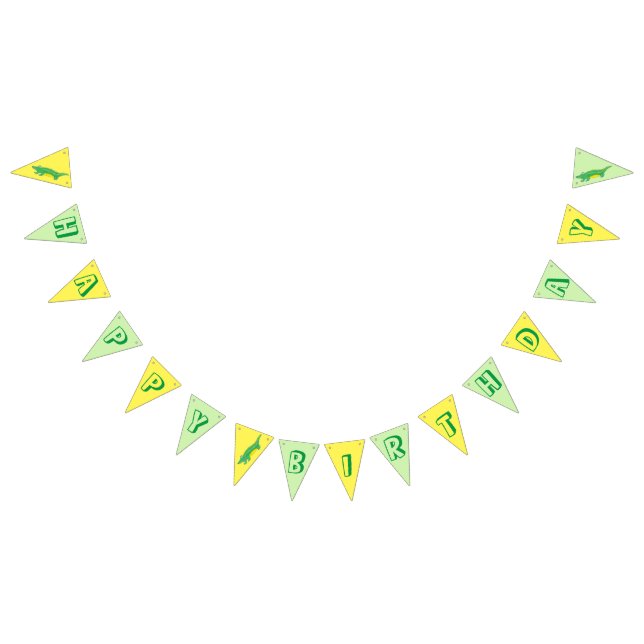 Birthday Party Yellow Green Alligator Crocodile Bunting Flags (All)